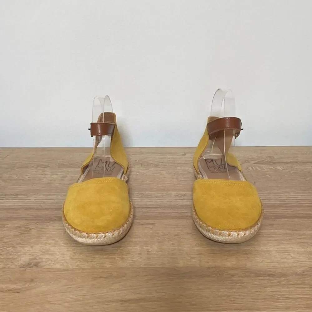 Miz Mooz Cleo Mustard Yellow Suede Leather Espadrille Sandals Sz 39/ 8.5-9 Boho